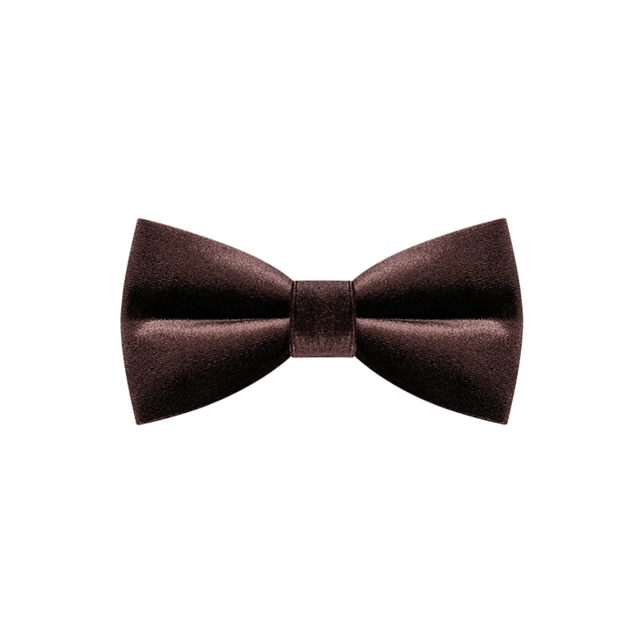 Men's Coffee Brown Solid Color Velvet Bow Tie - image 6