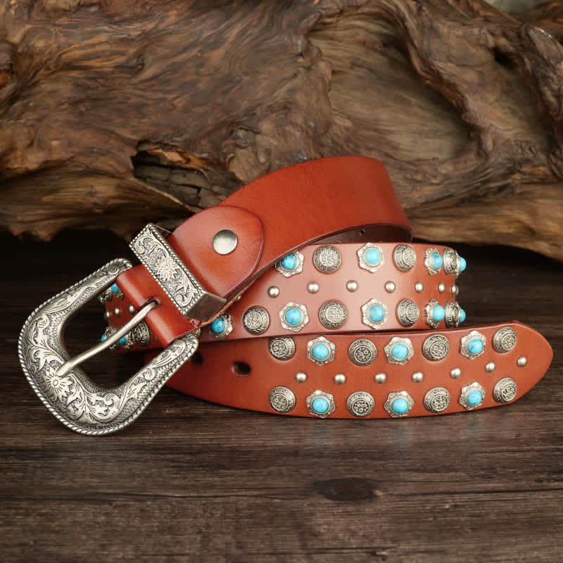 Unisex Luxurious Imitation Turquoise Accents Belt - image 5