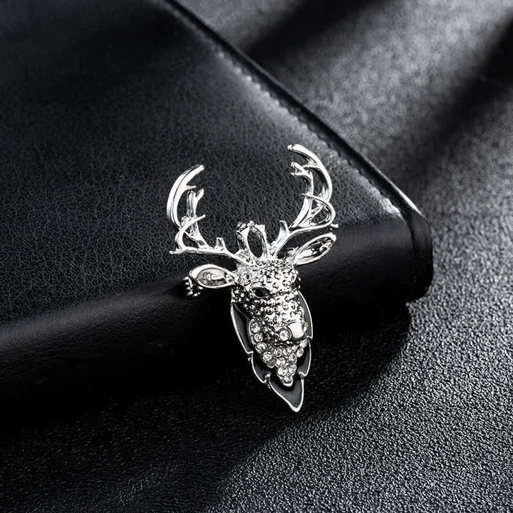 Men's Bling Elk Deer Head Brooch - image 4