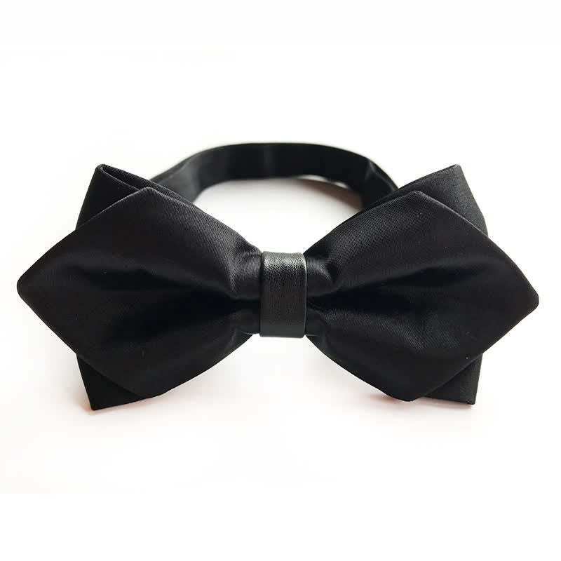 Men's Noble Black Double-layer Pointy Bow Tie - Black - image 0