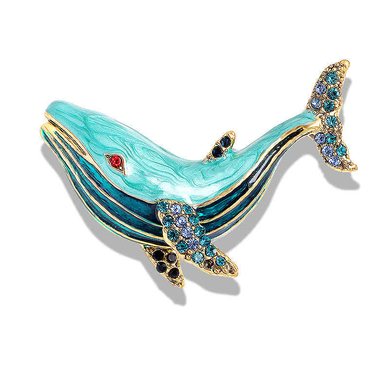 Women's Treasure Whale Enamel Brooch - Blue - image 0