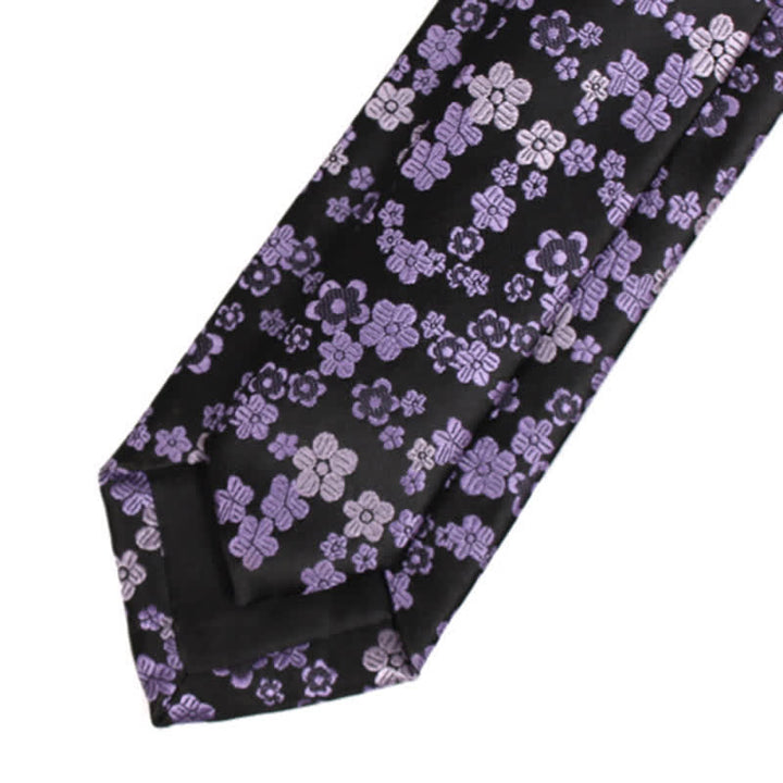 Men's Small Purple Flower Skinny Necktie - image 3