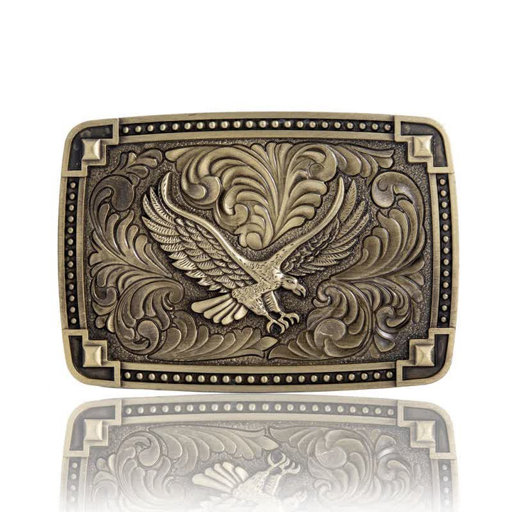 Men's DIY Soaring Eagle In Dreamy Sky Buckle Leather Belt - Antique Bronze - Without Belt - image 2