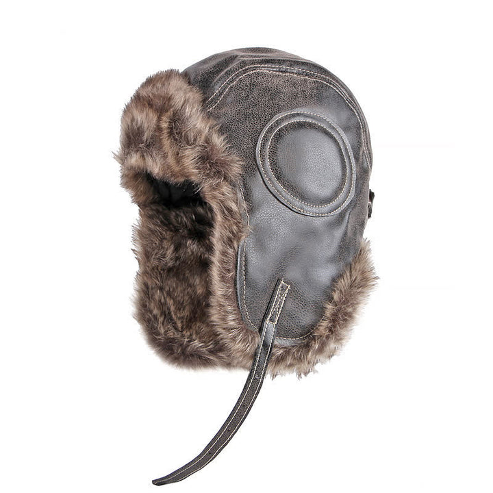Soft Fluffy Ear Protection Imitation Leather Trapper Hat - Coffee - L (23 1/4"-23 5/8") - image 11