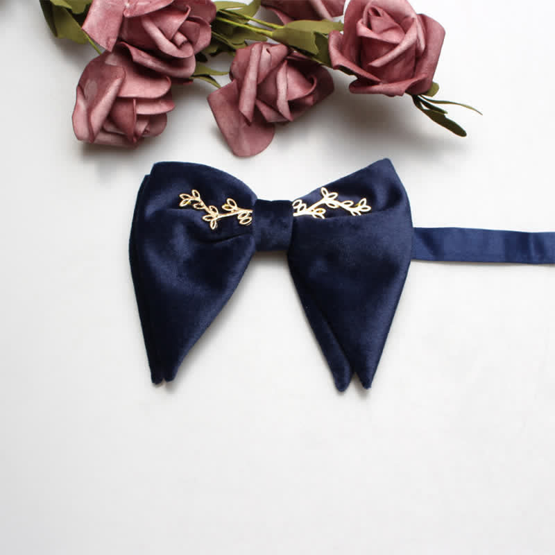 Men's Charming Velvet Oversized Pointed Bow Tie - Navy - image 13
