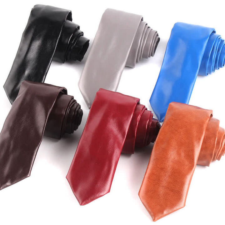 Men's Casual Narrow PU Leather Necktie - image 0
