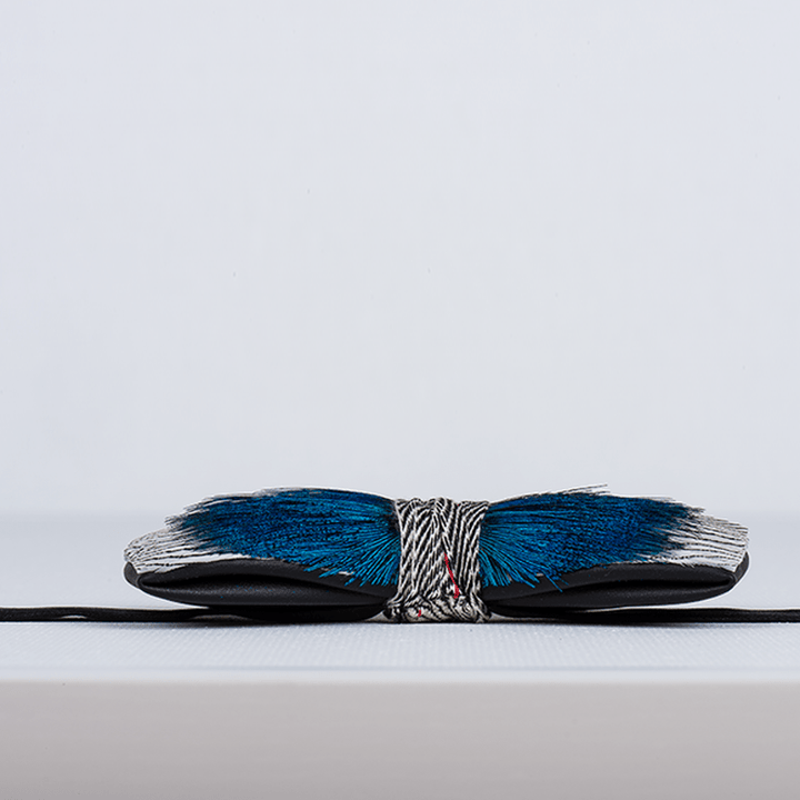 Blue Peacock Ocean Love Feather Bow Tie - image 4