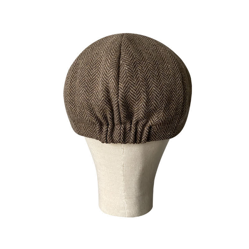 Coffee Fine Herringbone Octagon Beret Cap - image 5