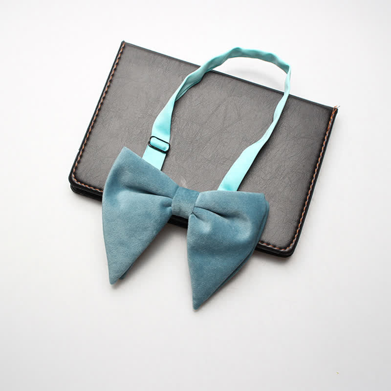 Men's Velvet Oversized Pointed Wedding Bow Tie - SkyBlue - image 1
