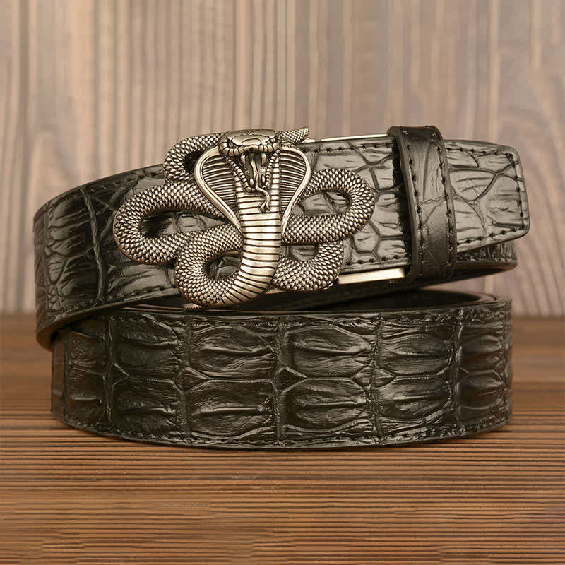 Men's Curled Cobra Alligator Pattern Leather Belt - image 17