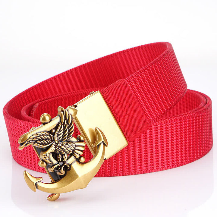 Men's Eagle Anchor Nylon Belt - Red / Gold - 48" - image 15