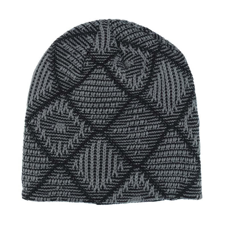 Elastic Skiing Plaid Pattern Beanie Knitted Hat - image 3