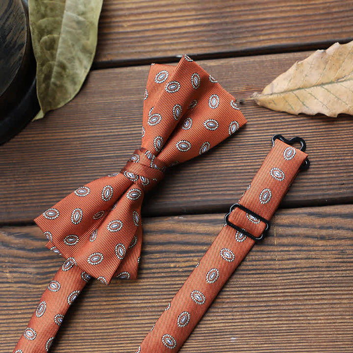 Men's British Striped Floral Bow Tie - Orange Geometry - image 22