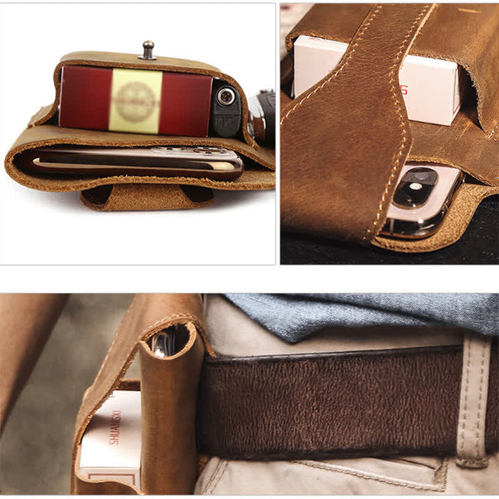 Minimalist Phone Crazy Horse Leather Belt Bag - image 19