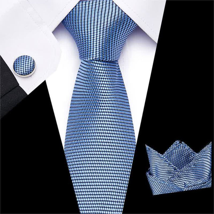 3Pcs LightSkyBlue Men's Solid Color Necktie Set - LightSkyBlue - image 0