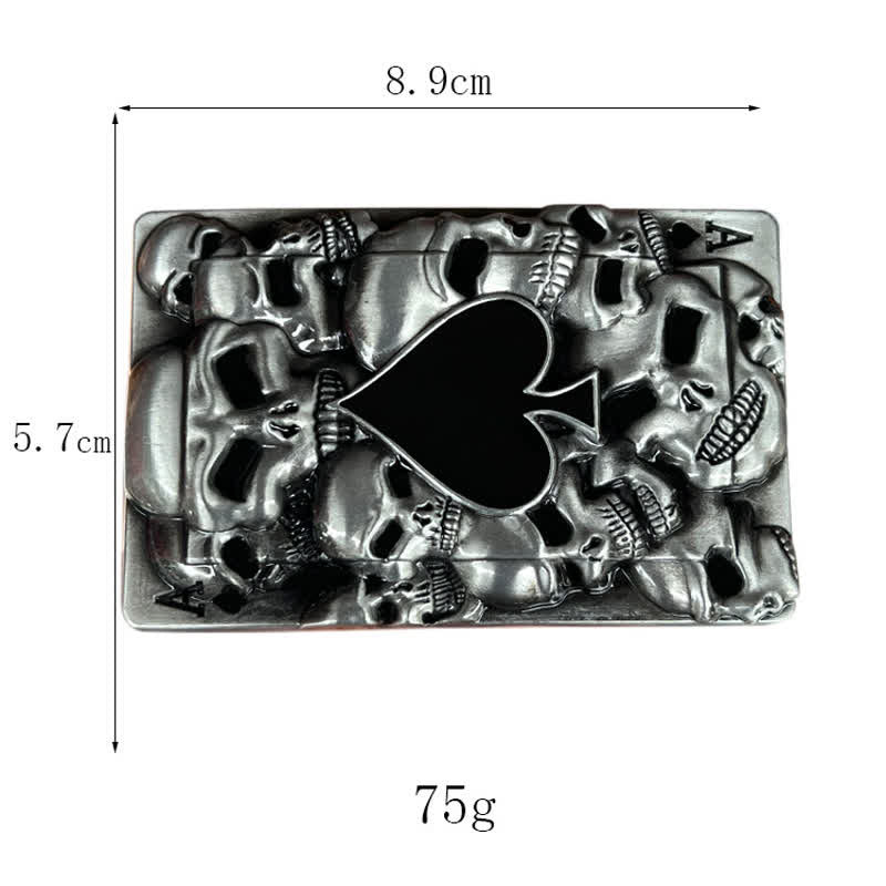 Men's DIY Skull Ace of Spades Buckle Leather Belt - image 2