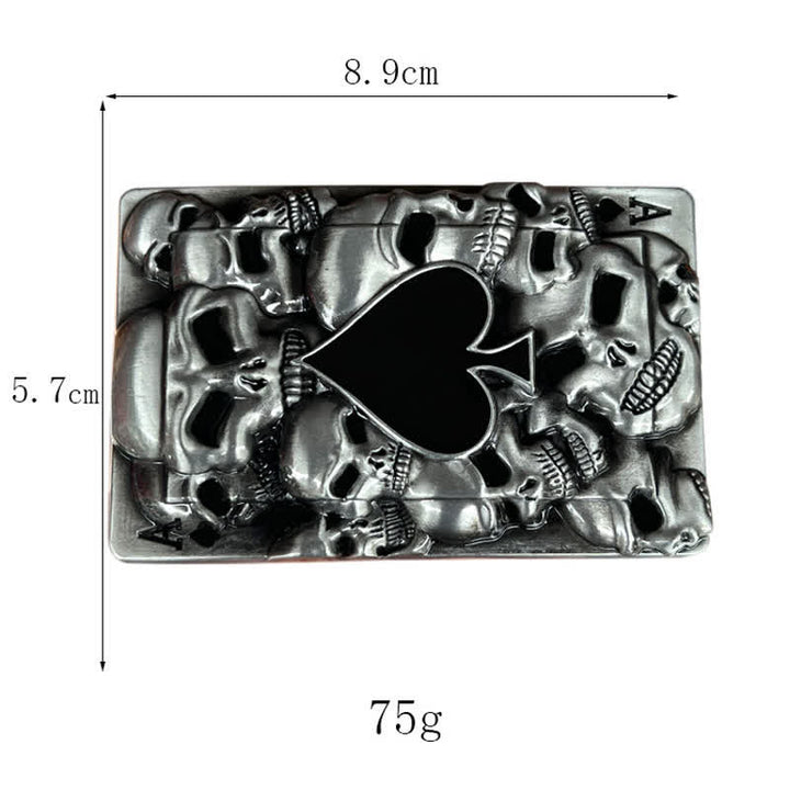 Men's DIY Skull Ace of Spades Buckle Leather Belt - image 2