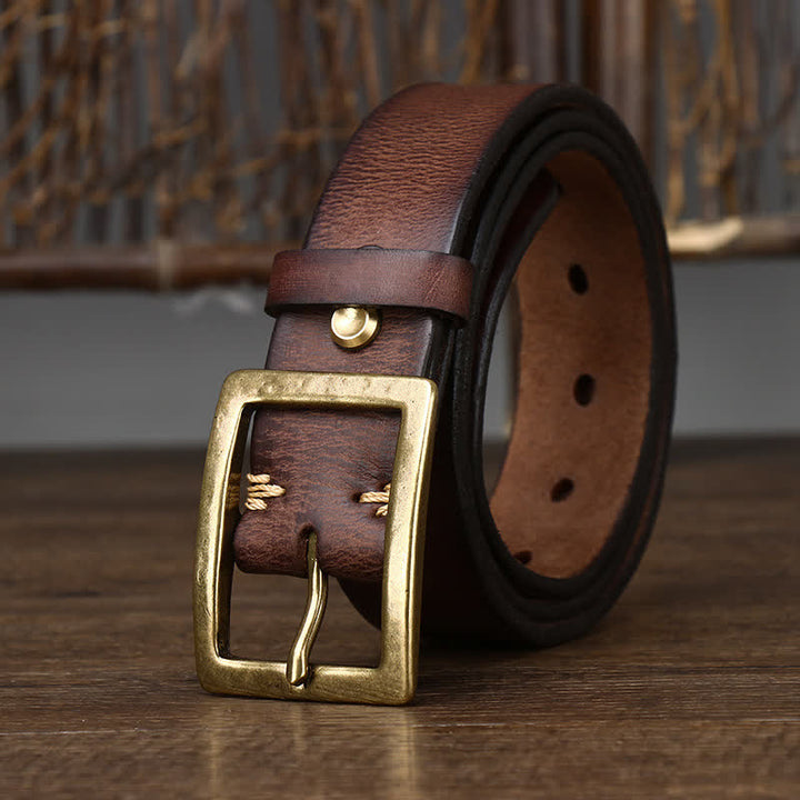 Men's Vintage Distressed Wrinkle Belt - Coffee - 44 - image 0