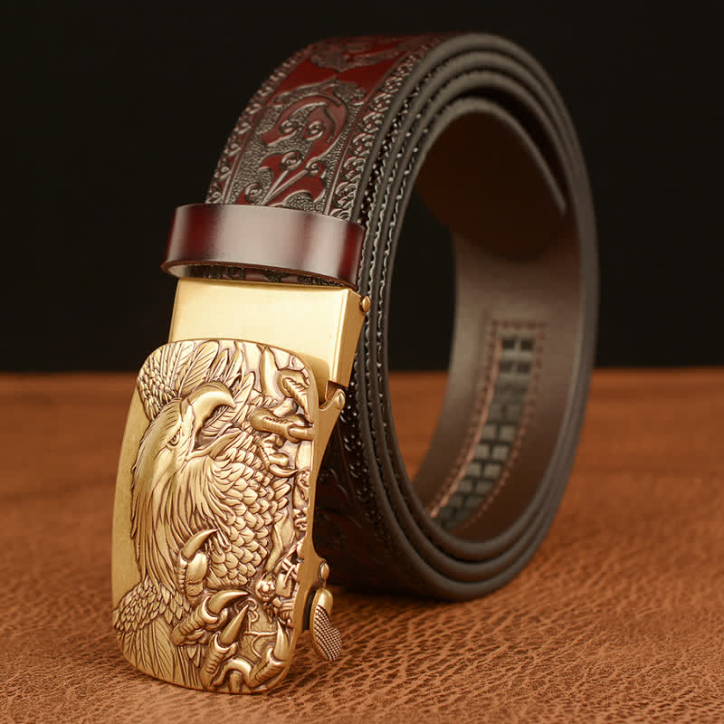 Men's Eagle Buckle Genuine Leather Embossing Belt - image 10