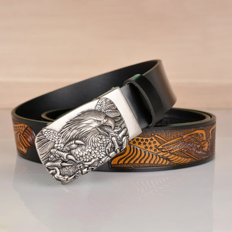 Men's Mighty Eagle Sharp Claw Automatic Buckle Leather Belt - image 2