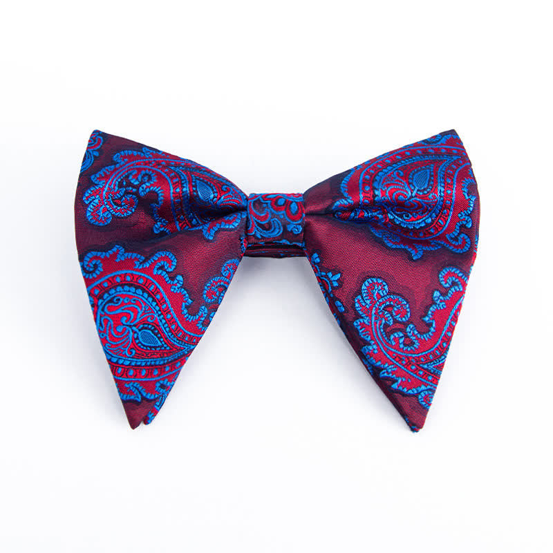 Men's Colorful Paisley Oversized Pointed Bow Tie - Burgundy #3 - image 8