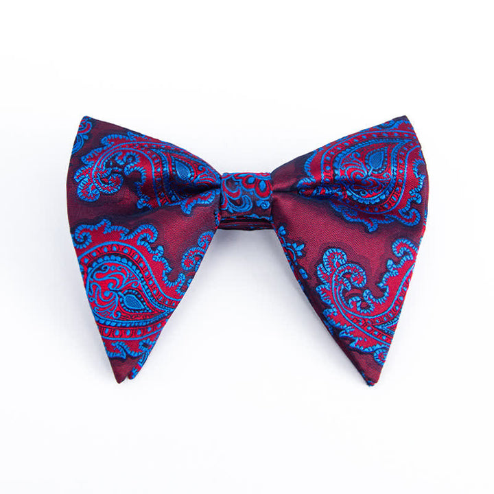 Men's Colorful Paisley Oversized Pointed Bow Tie - Burgundy #3 - image 8