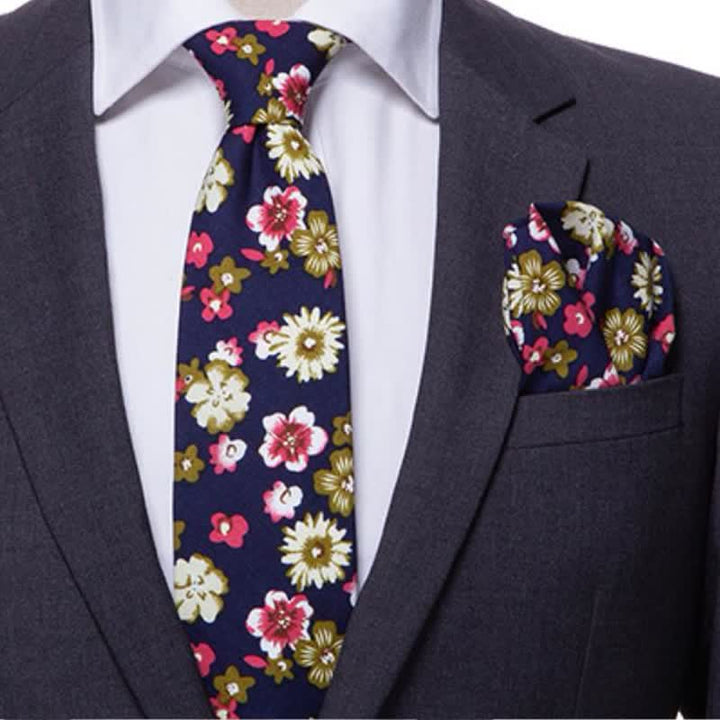 2Pcs Men's Bohemian Style Floral Necktie Set - image 0
