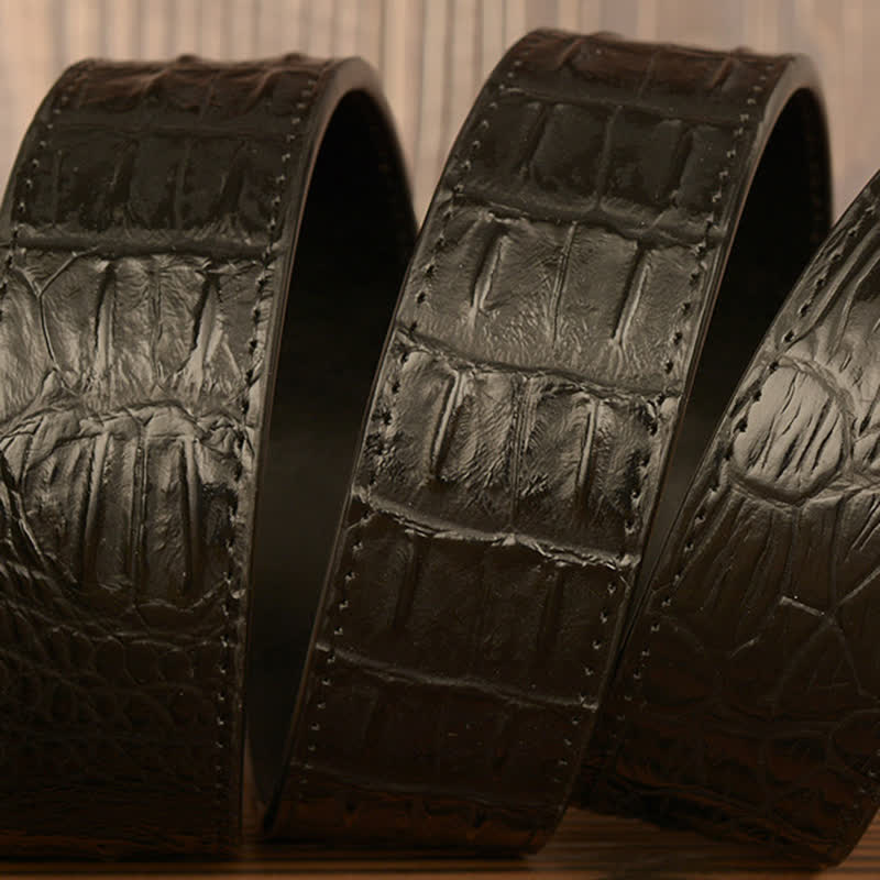 Men's Goat Head Crocodile Print Automatic Buckle Leather Belt - image 8