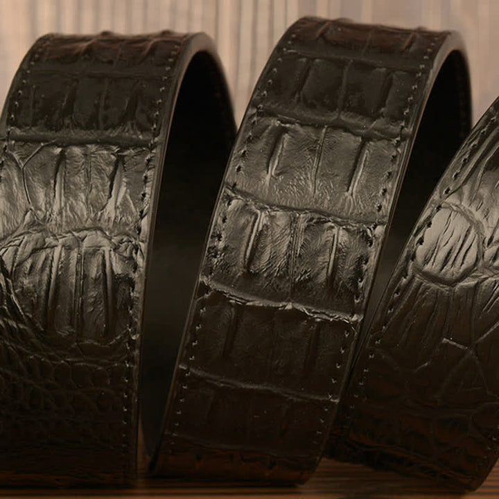 Men's Goat Head Crocodile Print Automatic Buckle Leather Belt - image 8