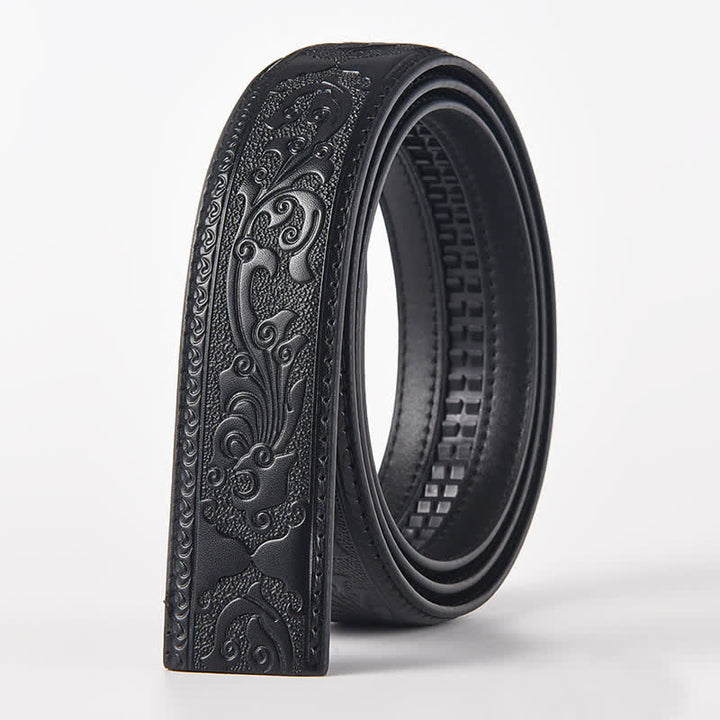 Men's DIY Tiger Head Automatic Buckle Leather Belt - Tiger - Black Carved Pattern Belt (40) - image 8