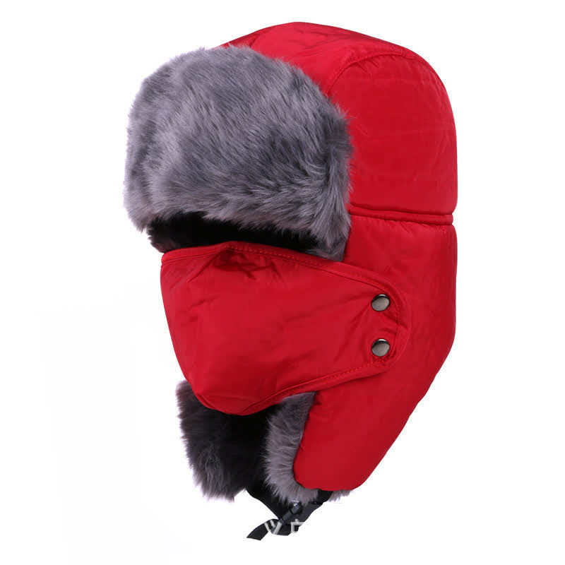 2Pcs Mountain Climbing Face Mask Trapper Hat Set - Red - Adjustable (22"-23 5/8") - image 5