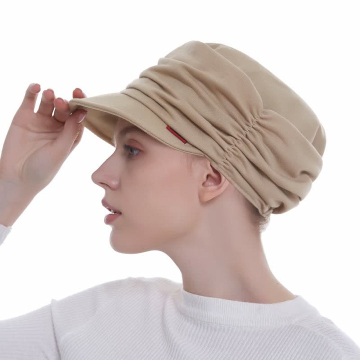 Women's Soft-Brimmed Hat Pleated Baseball Cap - Beige - Adjustable (Approx. 21 5/8"-23 5/8") - image 21