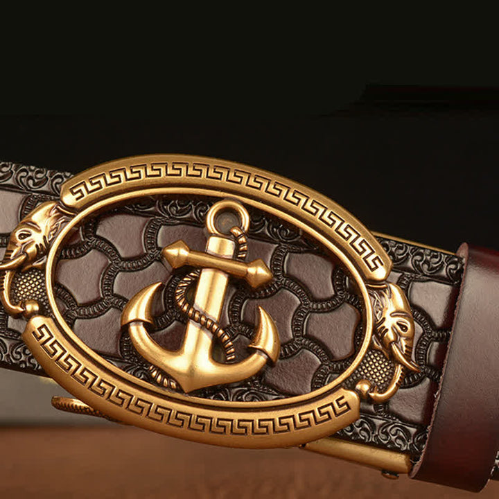 Men's Nautical Anchor Buckle Leather Belt - image 4