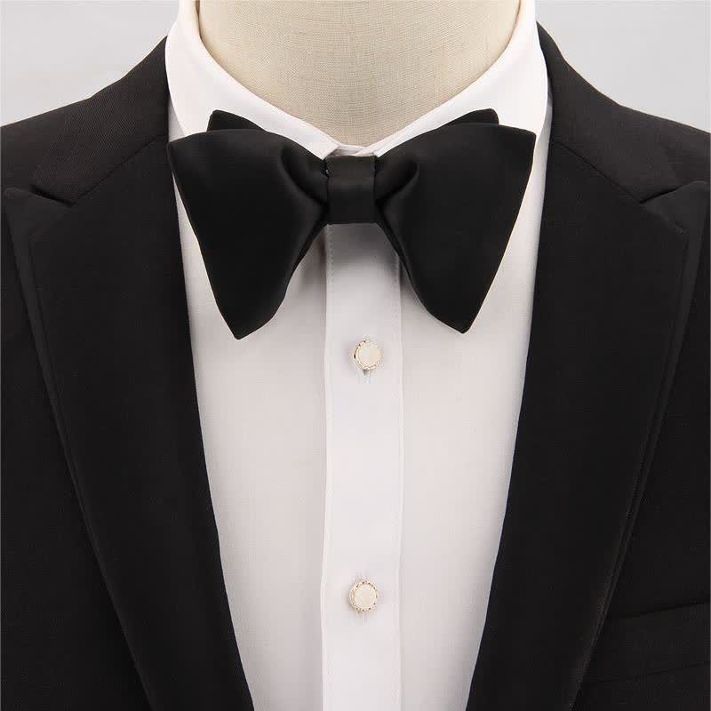 Men's Paisley Solid Color Oversized Pointed Bow Tie - image 4