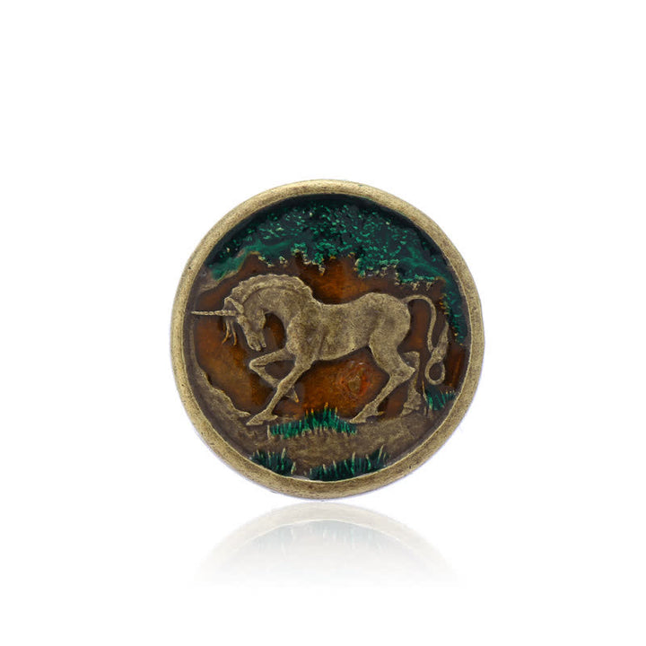 Men's DIY Mystical Unicorn Antique Bronze Buckle Leather Belt - image 3