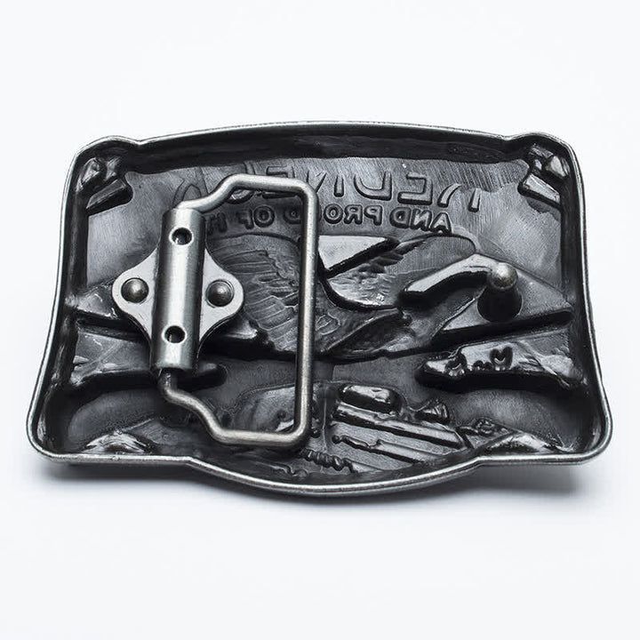 Men's DIY Redneck Enameled Eagle Buckle Leather Belt - image 1