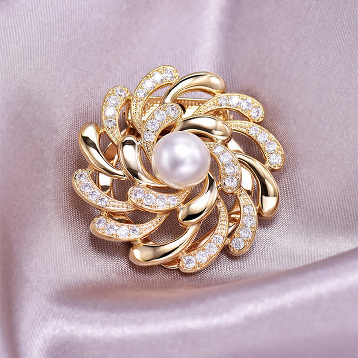 Women's Chrysanthemum Floral Buckle Brooch - Gold - image 0
