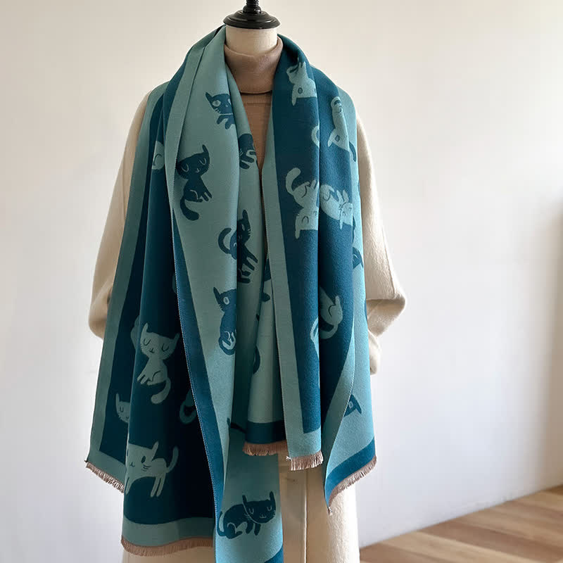 Women's Large Wrap Warm Cat Print Coldproof Scarf - image 4