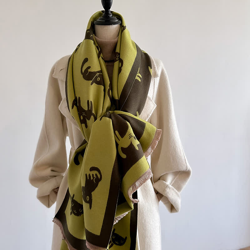 Women's Large Wrap Warm Cat Print Coldproof Scarf - image 14