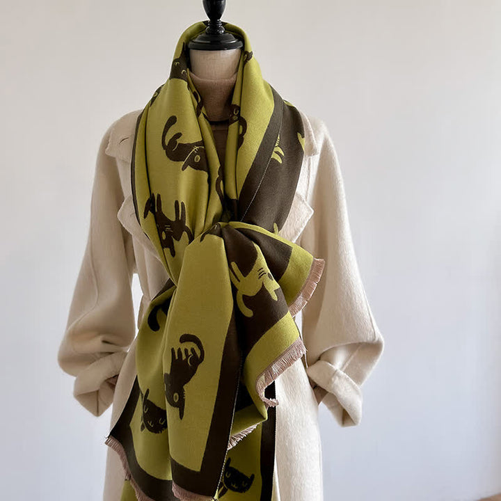 Women's Large Wrap Warm Cat Print Coldproof Scarf - image 14