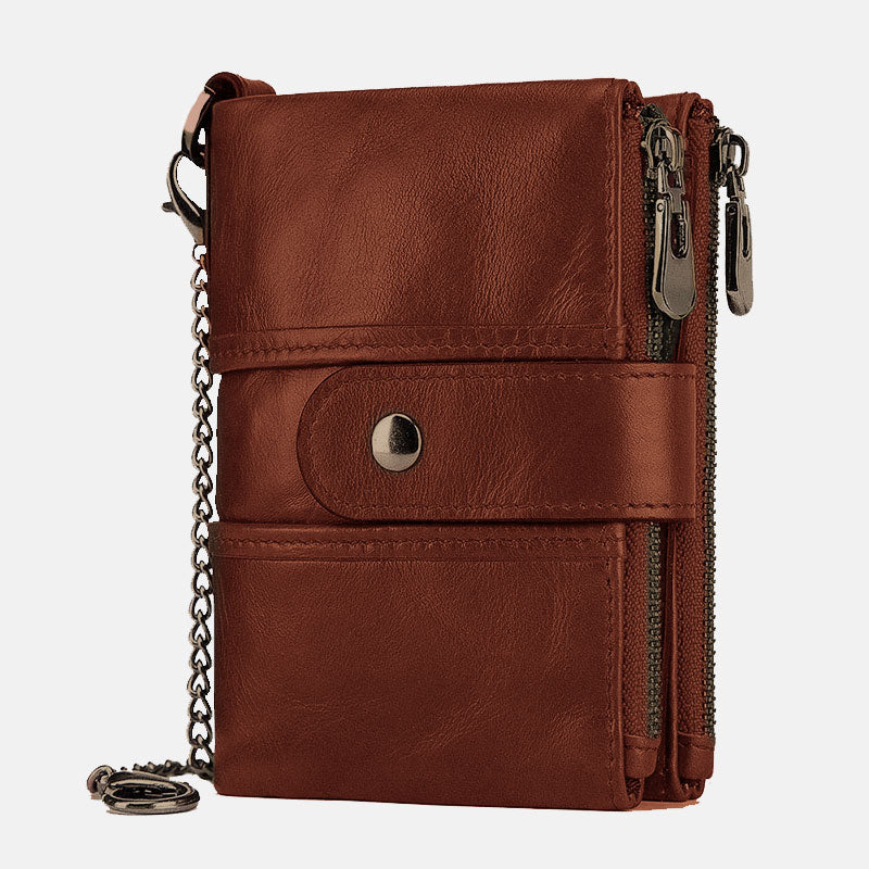 Genuine Leather Anti-theft Retro Wallet With Chain