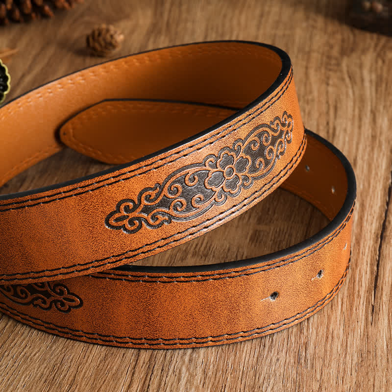 Men's Antique Gold Eagle Soaring Hawk Leather Belt - image 4