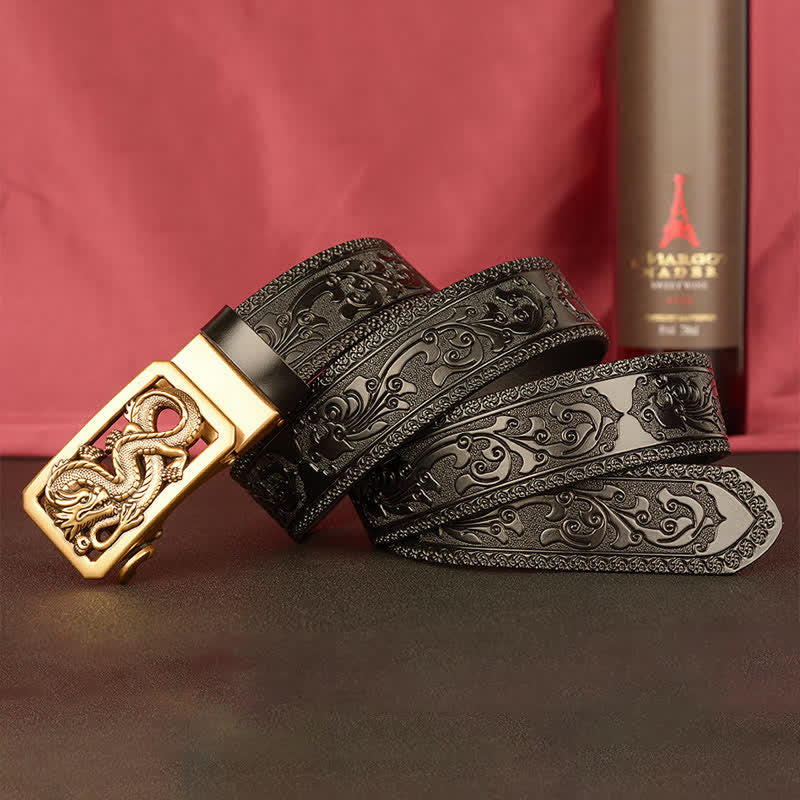 Men's Coiling Dragon Embossing Leather Belt - image 12