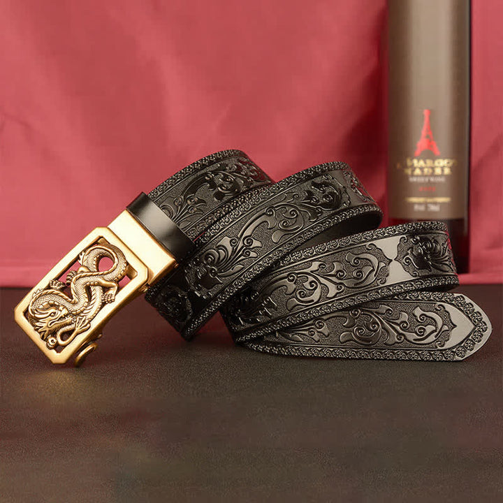 Men's Coiling Dragon Embossing Leather Belt - image 12