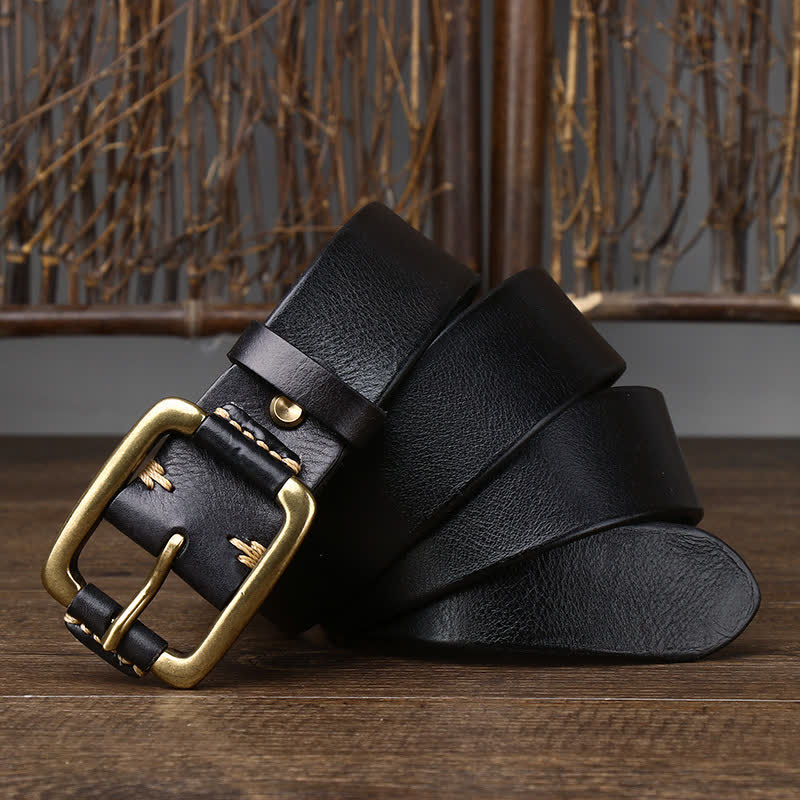 Men's Leisure Heavy Copper Buckle Leather Belt - image 6