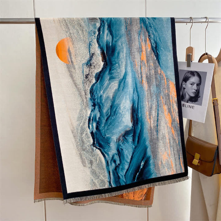 Women's Magnificent Scene Oil Painting Thickened Scarf - Sunrise - image 13