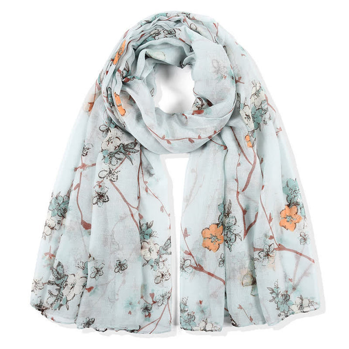 Women's Elegant Vibrant Floral Long Wrap Scarf - Pale Green - image 17