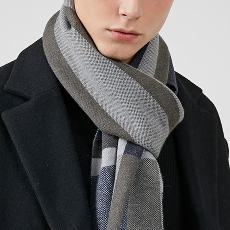 Men's Winter Classical Warm Plaid Stripe Scarf - image 16
