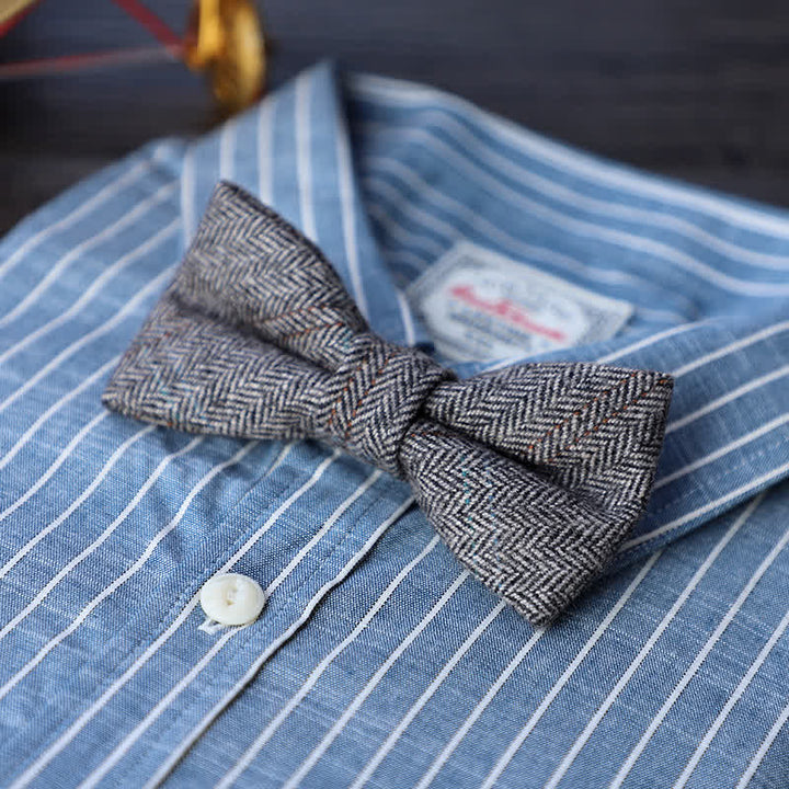 Men's Simple Tweed Wool Blend Bow Tie - # 13 - image 15