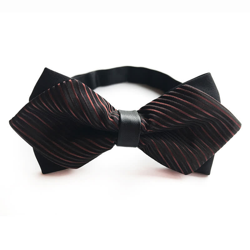Men's Classic Striped Pointy Bow Tie - Red & Black - image 2